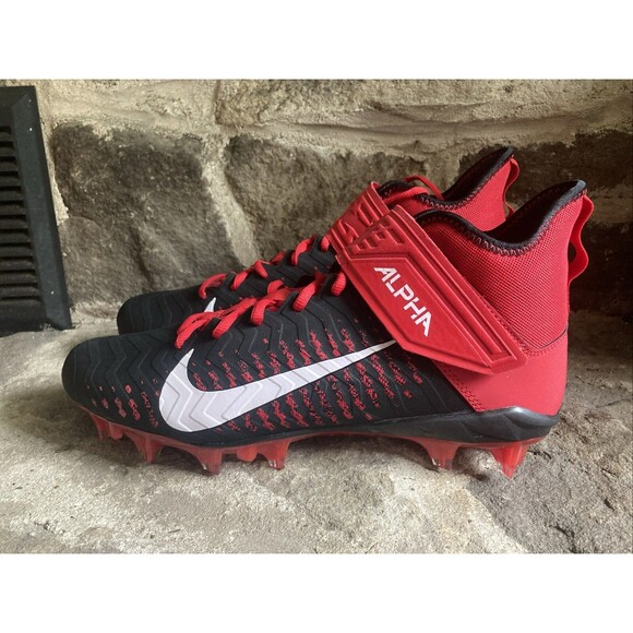 Nike Alpha Menace Pro 2 Mid Football Cleats Black Red Men Size 11.5 BV3945-600 - Picture 1 of 7